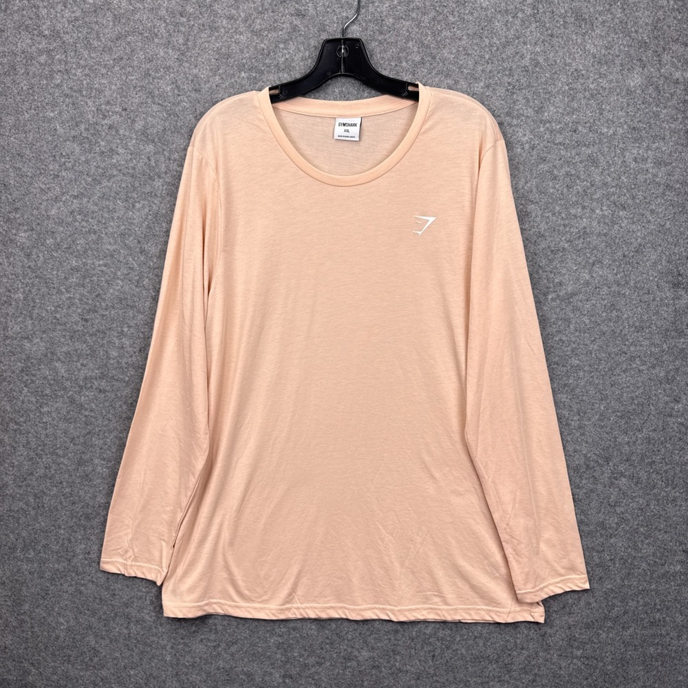 Gymshark Mens XXL Peach Long Sleeve Training Top Crew Neck‎ Athletic Shirt